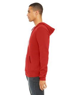 Sample of Unisex Poly-Cotton Sponge Fleece Full-Zip Hooded Sweatshirt in RED from side sleeveright