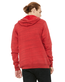 Sample of Unisex Poly-Cotton Sponge Fleece Full-Zip Hooded Sweatshirt in RED MARBLE FLC from side back