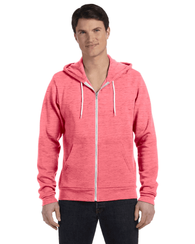 Sample of Unisex Poly-Cotton Sponge Fleece Full-Zip Hooded Sweatshirt in RED MARBLE FLC style