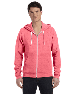 Sample of Unisex Poly-Cotton Sponge Fleece Full-Zip Hooded Sweatshirt in RED MARBLE FLC from side front