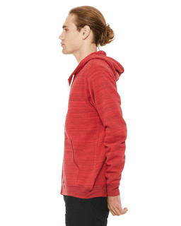 Sample of Unisex Poly-Cotton Sponge Fleece Full-Zip Hooded Sweatshirt in RED MARBLE FLC from side sleeveright