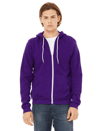 Sample of Unisex Poly-Cotton Sponge Fleece Full-Zip Hooded Sweatshirt in TEAM PURPLE style