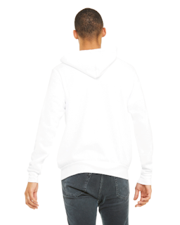 Sample of Unisex Poly-Cotton Sponge Fleece Full-Zip Hooded Sweatshirt in WHITE from side back