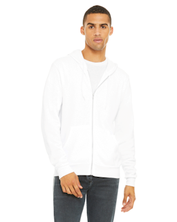 Sample of Unisex Poly-Cotton Sponge Fleece Full-Zip Hooded Sweatshirt in WHITE from side front