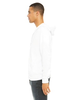 Sample of Unisex Poly-Cotton Sponge Fleece Full-Zip Hooded Sweatshirt in WHITE from side sleeveright