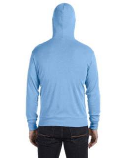 Sample of Canvas 3939 - Unisex Triblend Full-Zip Lightweight Hoodie in BLUE TRIBLEND from side back