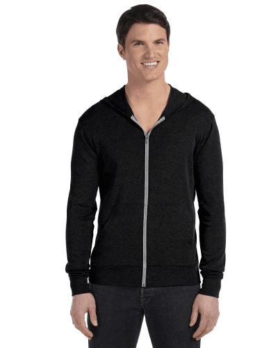 Sample of Canvas 3939 - Unisex Triblend Full-Zip Lightweight Hoodie in BLACK TRIBLEND style