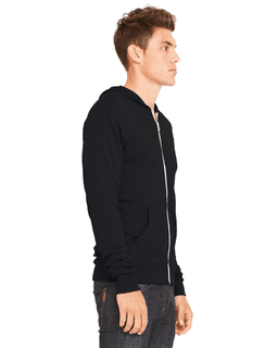 Sample of Canvas 3939 - Unisex Triblend Full-Zip Lightweight Hoodie in BLACK TRIBLEND from side sleeveleft