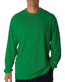 Sample of Badger 4104 - Adult B-Core Long-Sleeve Performance T-Shirt in KELLY GREEN from side front