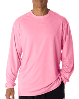 Sample of Badger 4104 - Adult B-Core Long-Sleeve Performance T-Shirt in PINK from side front