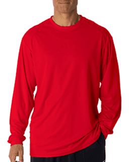 Sample of Badger 4104 - Adult B-Core Long-Sleeve Performance T-Shirt in RED from side front