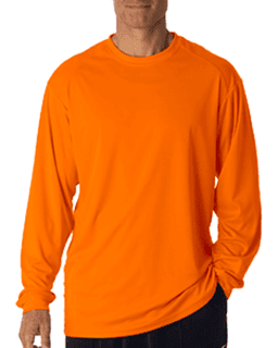Sample of Badger 4104 - Adult B-Core Long-Sleeve Performance T-Shirt in SAFETY ORANGE from side front