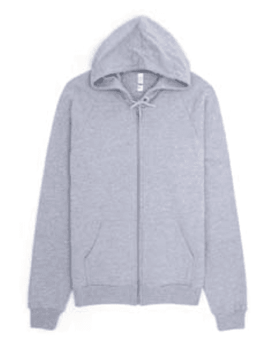 Sample of American Apparel 5497 Unisex California Fleece Zip Hoodie in HEATHER GREY style