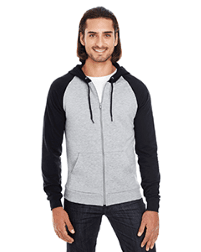 Sample of American Apparel 5497 Unisex California Fleece Zip Hoodie in HTHR GREY BLACK style