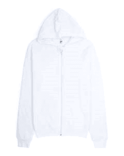Sample of American Apparel 5497 Unisex California Fleece Zip Hoodie in WHITE from side front