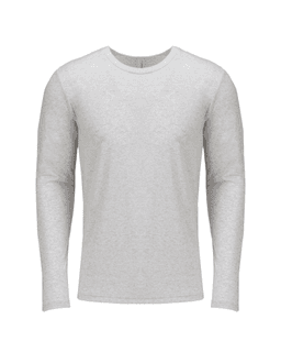 Sample of Next Level 6071 - Men's Triblend Long-Sleeve Crew in HEATHER WHITE from side front