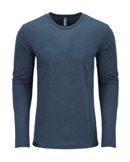 Sample of Next Level 6071 - Men's Triblend Long-Sleeve Crew in INDIGO from side front