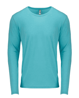 Sample of Next Level 6071 - Men's Triblend Long-Sleeve Crew in TAHITI BLUE from side front