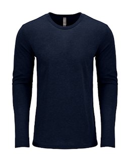Sample of Next Level 6071 - Men's Triblend Long-Sleeve Crew in VINTAGE NAVY from side front