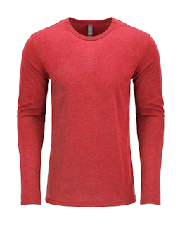 Sample of Next Level 6071 - Men's Triblend Long-Sleeve Crew in VINTAGE RED from side front