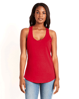 Sample of Next Level 6338 - Ladies' Gathered Racerback Tank in RED from side front