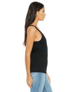 Sample of Bella 6488 - Ladies' Relaxed Jersey Tank in BLACK from side sleeveleft