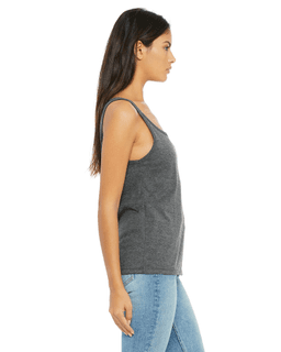 Sample of Bella 6488 - Ladies' Relaxed Jersey Tank in DEEP HEATHER from side sleeveleft