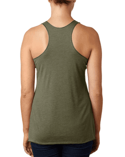 Sample of Next Level 6733 - Ladies' Triblend Racerback Tank in MILITARY GREEN from side back