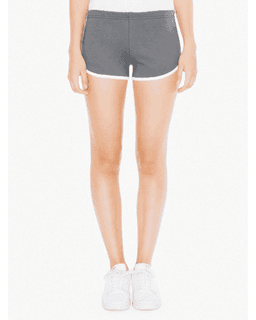Sample of American Apparel 7301W Ladies' Interlock Running Shorts in ASPHALT WHITE from side front