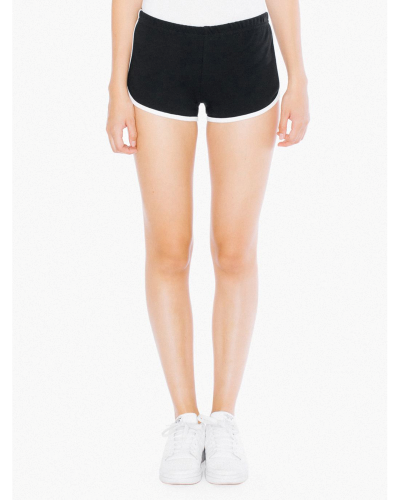 Sample of American Apparel 7301W Ladies' Interlock Running Shorts in BLACK WHITE style