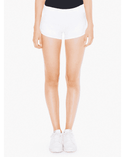 Sample of American Apparel 7301W Ladies' Interlock Running Shorts in WHITE from side front