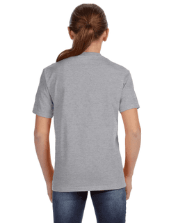 Sample of Anvil 780B Youth Midweight T-Shirt in HEATHER GREY from side back