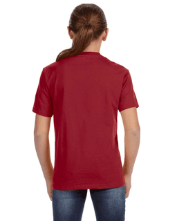 Sample of Anvil 780B Youth Midweight T-Shirt in INDEPENDENCE RED from side back