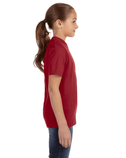 Sample of Anvil 780B Youth Midweight T-Shirt in INDEPENDENCE RED from side sleeveleft