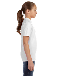 Sample of Anvil 780B Youth Midweight T-Shirt in WHITE from side sleeveleft