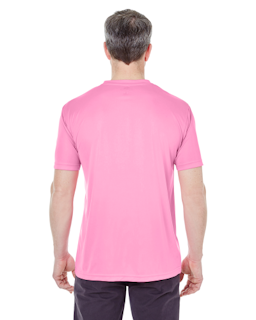 Sample of UltraClub 8420 - Men's Cool & Dry Sport Performance Interlock T-Shirt in AZALEA from side back