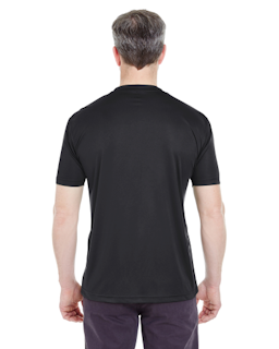 Sample of UltraClub 8420 - Men's Cool & Dry Sport Performance Interlock T-Shirt in BLACK from side back