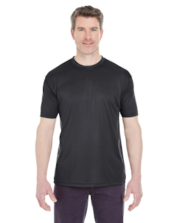 Sample of UltraClub 8420 - Men's Cool & Dry Sport Performance Interlock T-Shirt in BLACK from side front