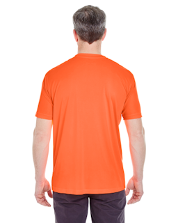 Sample of UltraClub 8420 - Men's Cool & Dry Sport Performance Interlock T-Shirt in BRIGHT ORANGE from side back