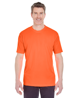 Sample of UltraClub 8420 - Men's Cool & Dry Sport Performance Interlock T-Shirt in BRIGHT ORANGE from side front
