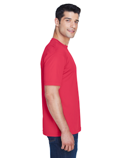 Sample of UltraClub 8420 - Men's Cool & Dry Sport Performance Interlock T-Shirt in CARDINAL from side sleeveleft