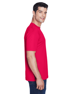 Sample of UltraClub 8420 - Men's Cool & Dry Sport Performance Interlock T-Shirt in RED from side sleeveleft
