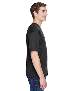 Sample of UltraClub 8620 - Men's Cool & Dry Basic Performance T-Shirt in BLACK from side sleeveleft