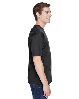 Sample of UltraClub 8620 - Men's Cool & Dry Basic Performance T-Shirt in BLACK from side sleeveleft