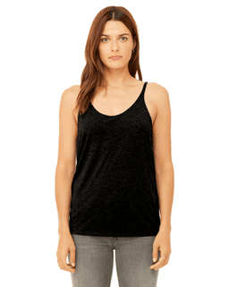 Sample of Bella 8838 - Ladies' Slouchy Tank in BLACK HEATHER from side front