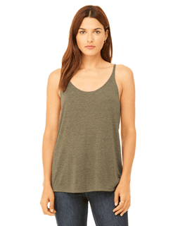 Sample of Bella 8838 - Ladies' Slouchy Tank in HEATHER OLIVE from side front