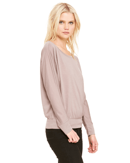 Sample of Bella 8850 - Ladies' Flowy Long-Sleeve Off Shoulder T-Shirt in PEBBLE BROWN from side sleeveleft