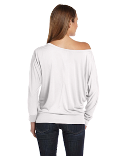 Sample of Bella 8850 - Ladies' Flowy Long-Sleeve Off Shoulder T-Shirt in WHITE from side back