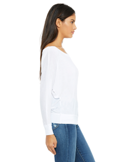Sample of Bella 8850 - Ladies' Flowy Long-Sleeve Off Shoulder T-Shirt in WHITE from side sleeveleft