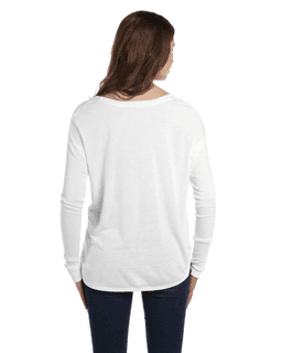 Sample of Bella 8852 - Ladies' Flowy Long-Sleeve T-Shirt in WHITE from side back